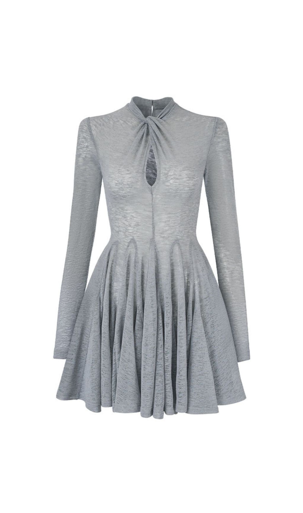 Hanako Chic Grey Long Sleeve Mini Dress - Versatile Pleated Design