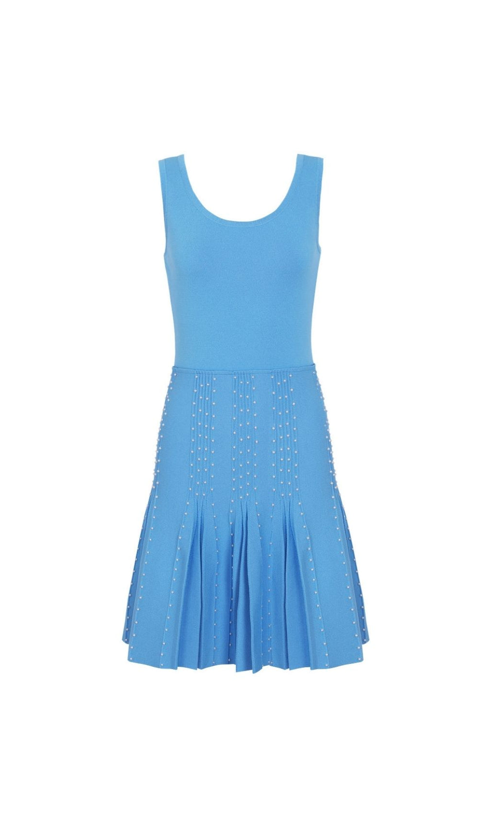 Kirby Blue Sleeveless Beaded Knit Mini Dress