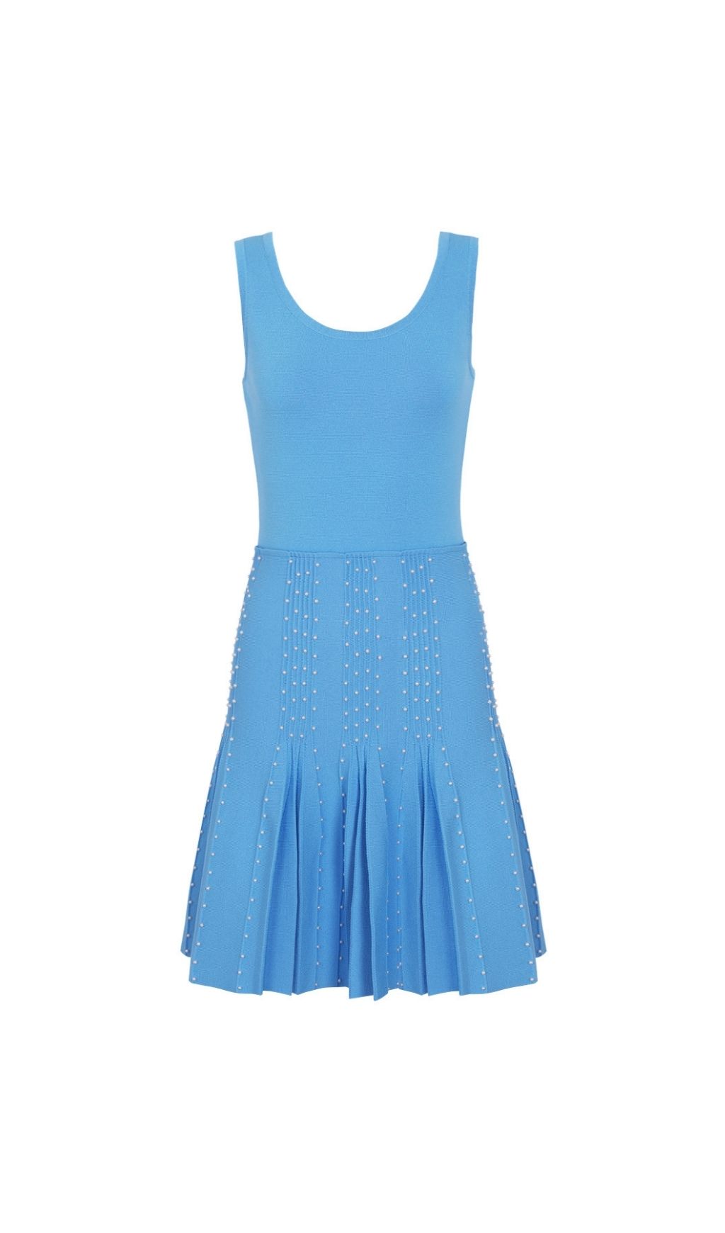 Kirby Blue Sleeveless Beaded Knit Mini Dress