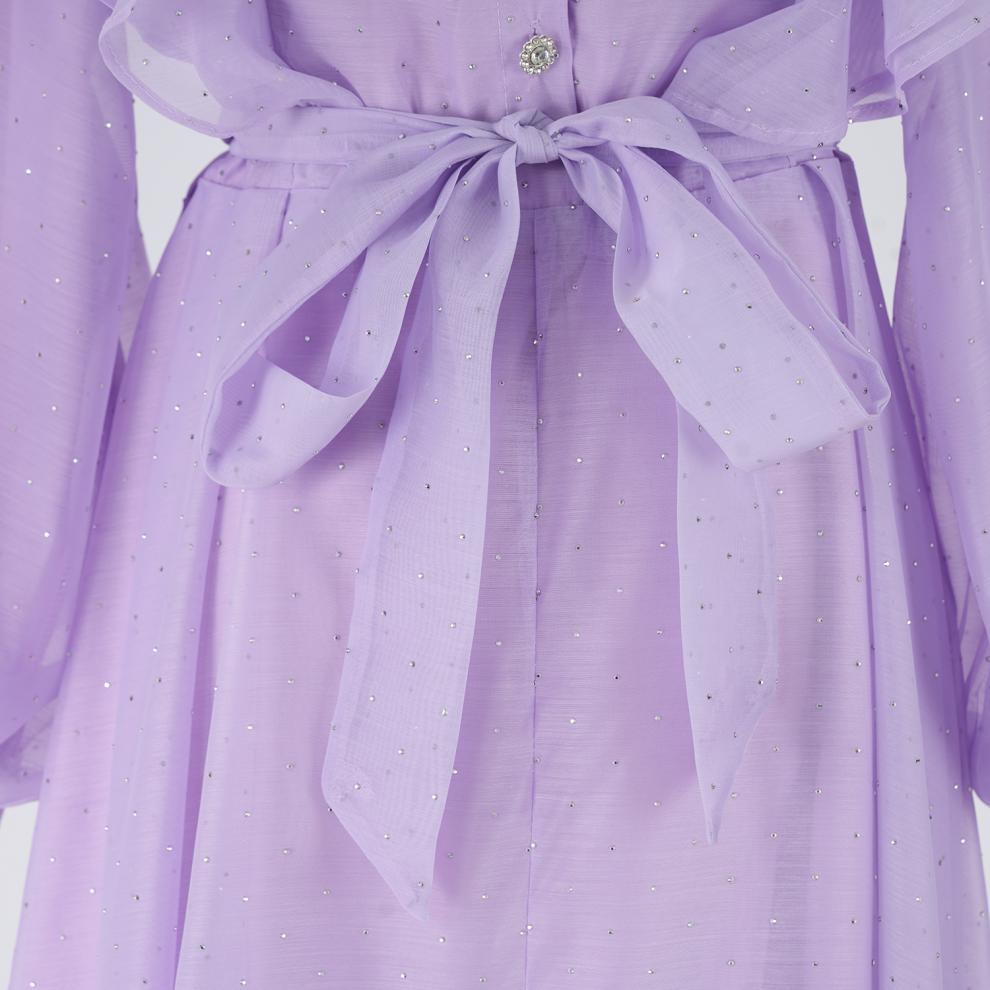 Jolanda Sparkle Ruffle Maxi Dress - Elegant Long Sleeve Gown