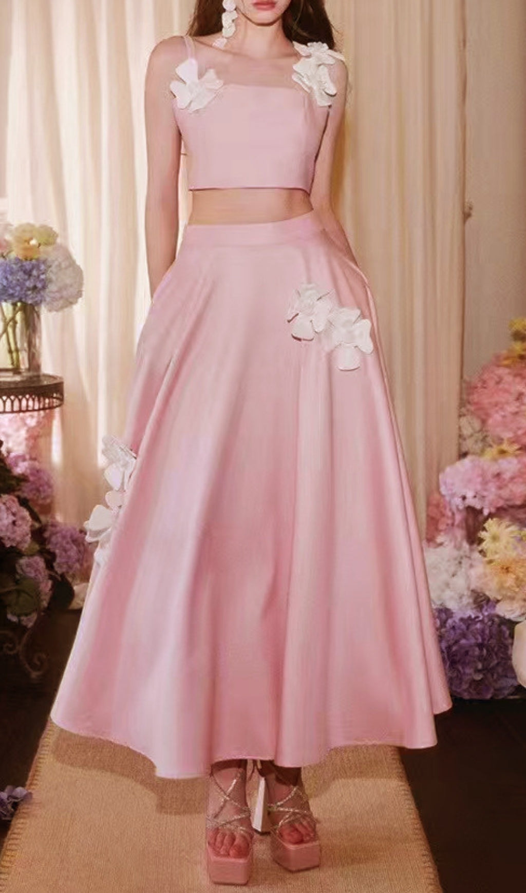 Evie Flower Embellished Skirt Set