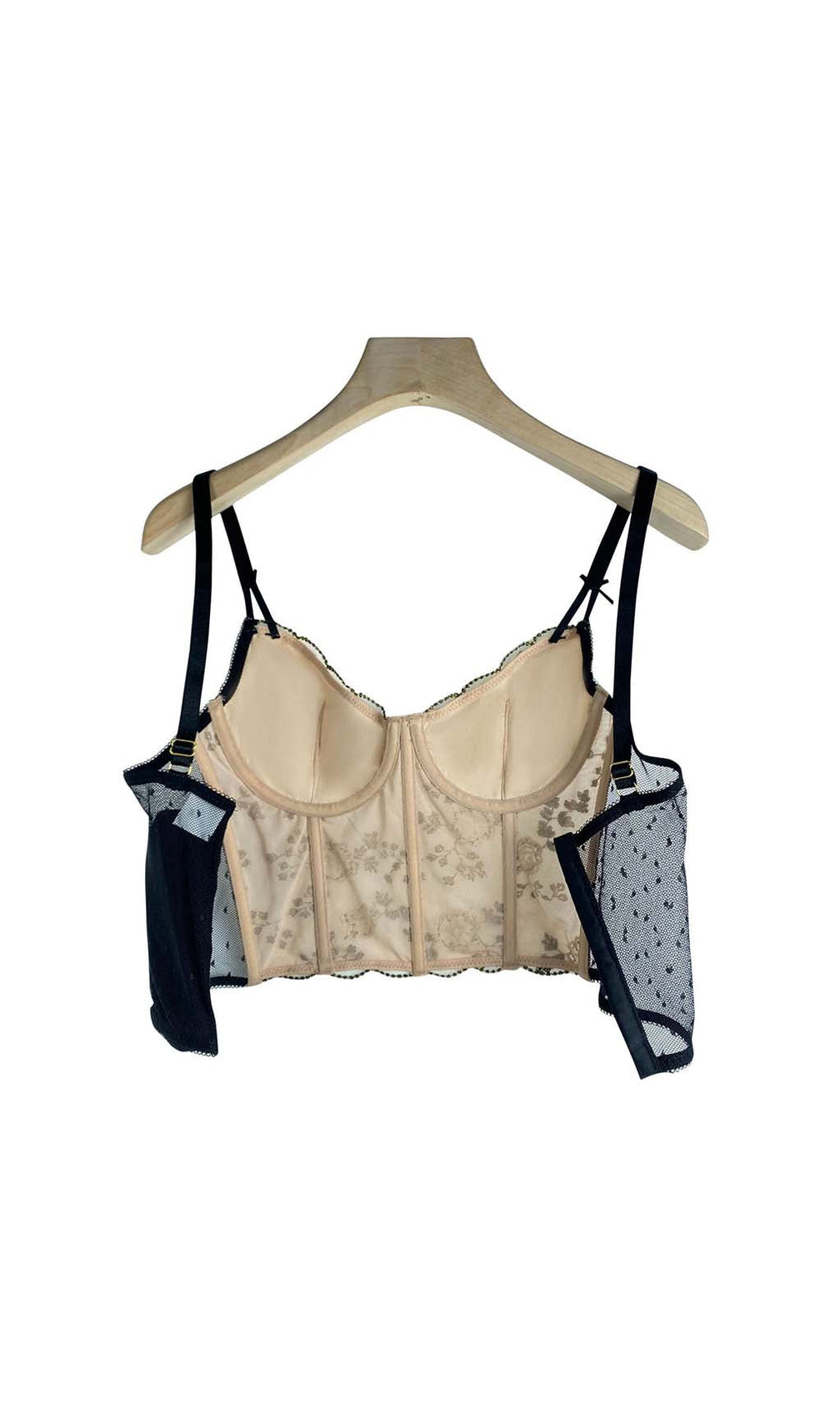 Corset Floral Cropped Top In Gray