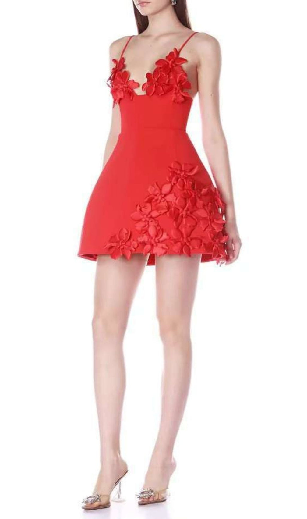 Keyla Red Floral Mini Bandage Dress | Strappy & Sculpting