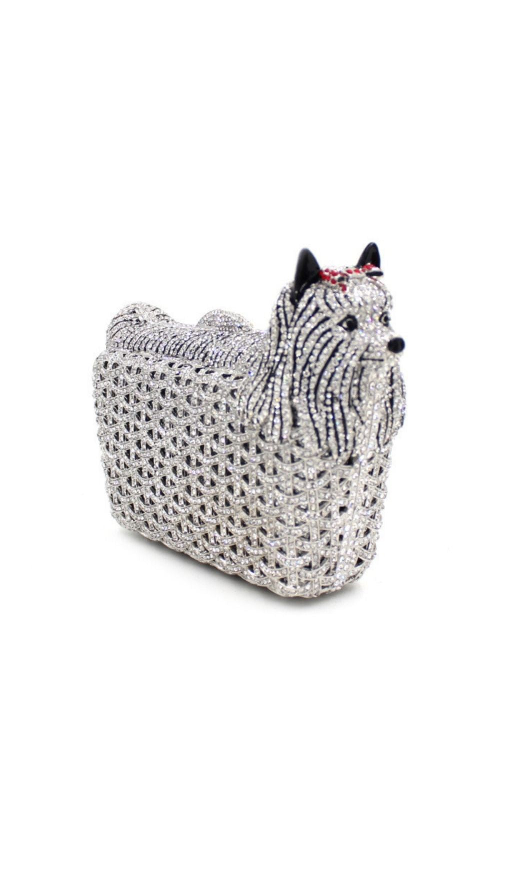 Khamani Dazzling Diamante Dog Clutch Bag | Whimsical Luxury Evening Accessory