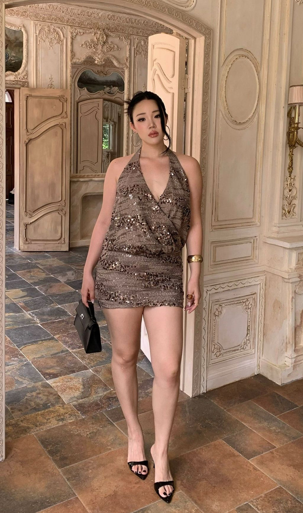 Lacretia Halter Sequin Plus Size Mini Dress