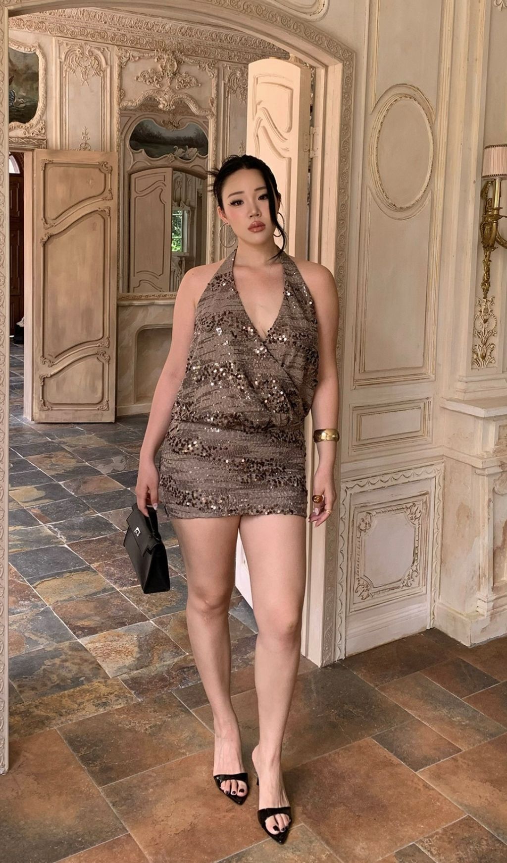 Lacretia Halter Sequin Plus Size Mini Dress
