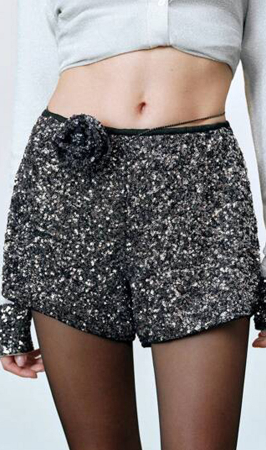 Ginata Sequin Flower Shorts