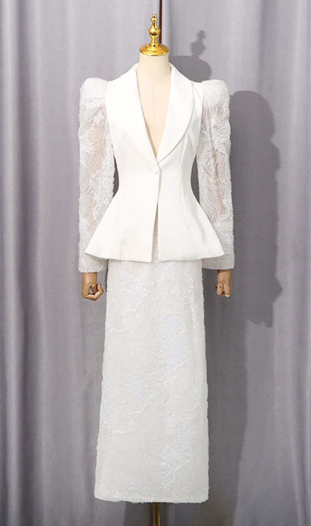 Hawise Glamorous Sequin & Lace Peplum Two-Piece Set