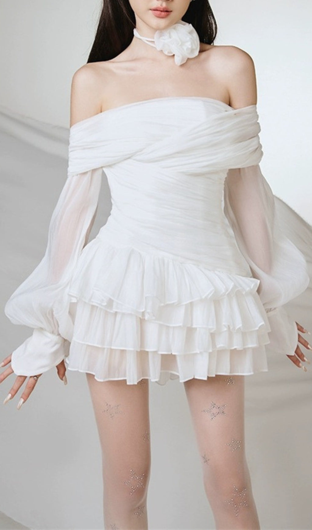 Avarielle White One Shoulder Mini Dress