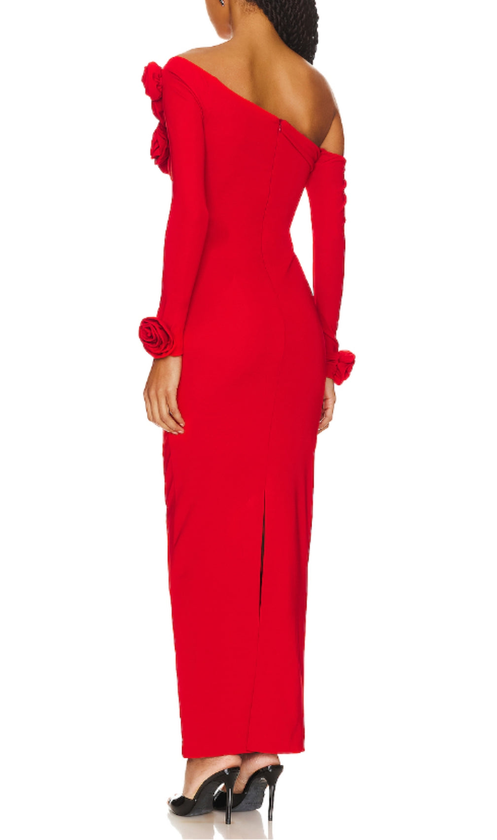 Cai Red Flower Long Sleeve Maxi Dress
