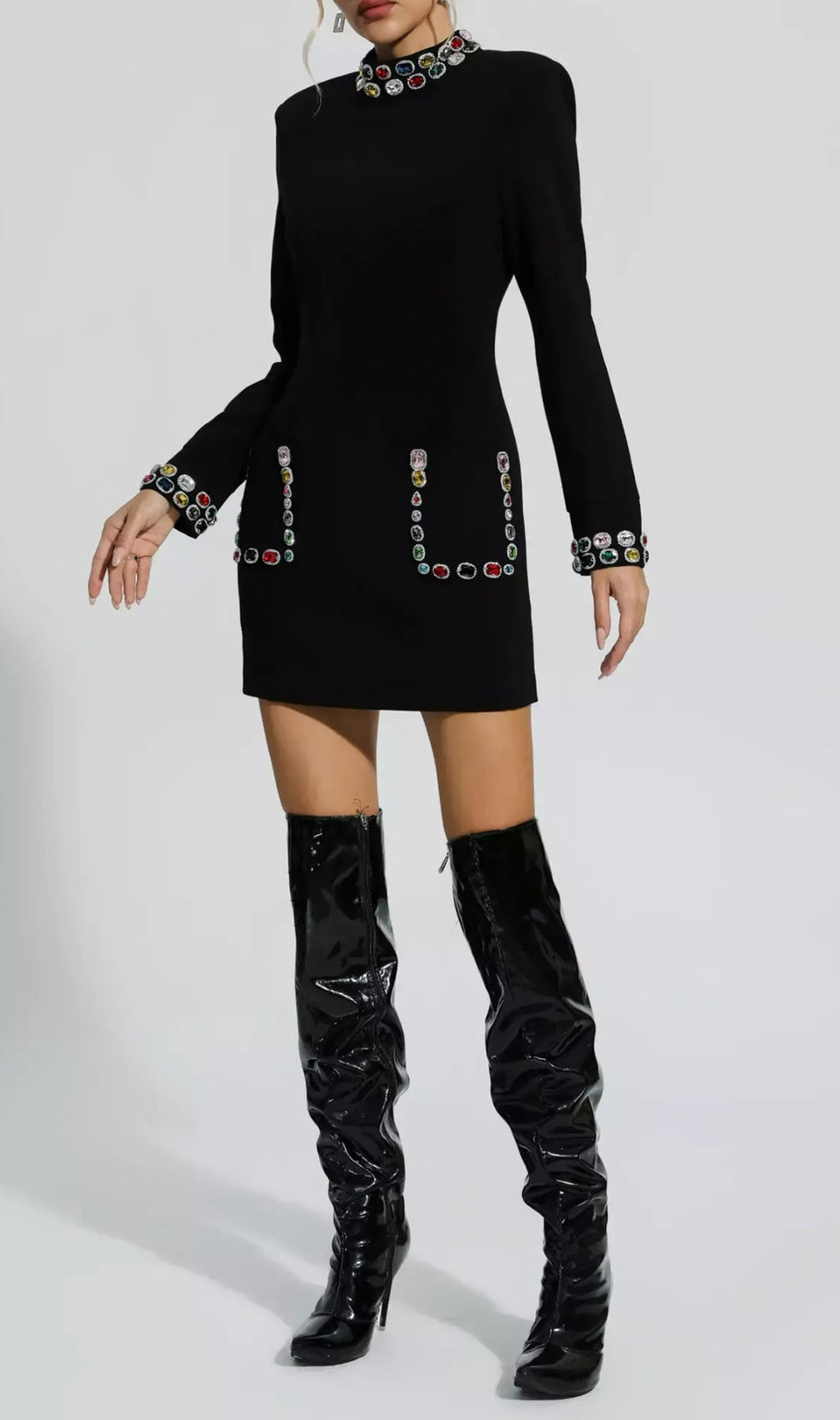 Arline Bead-Embroidered Mini Dress
