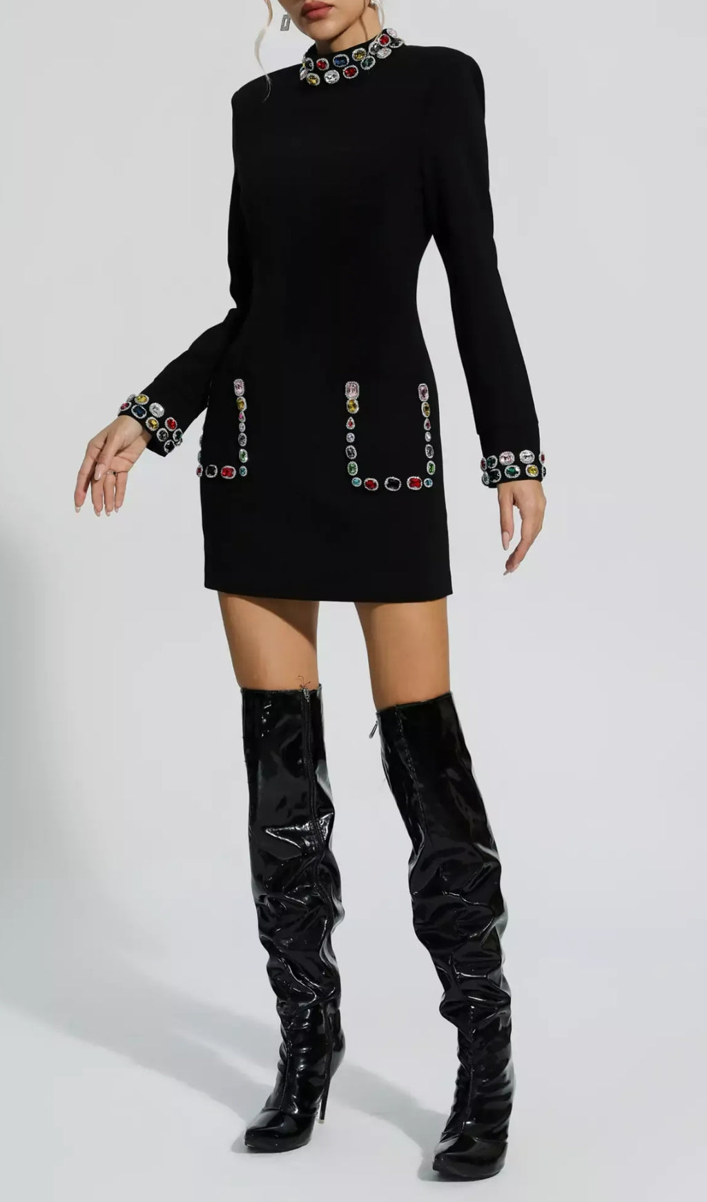 Arline Bead-Embroidered Mini Dress