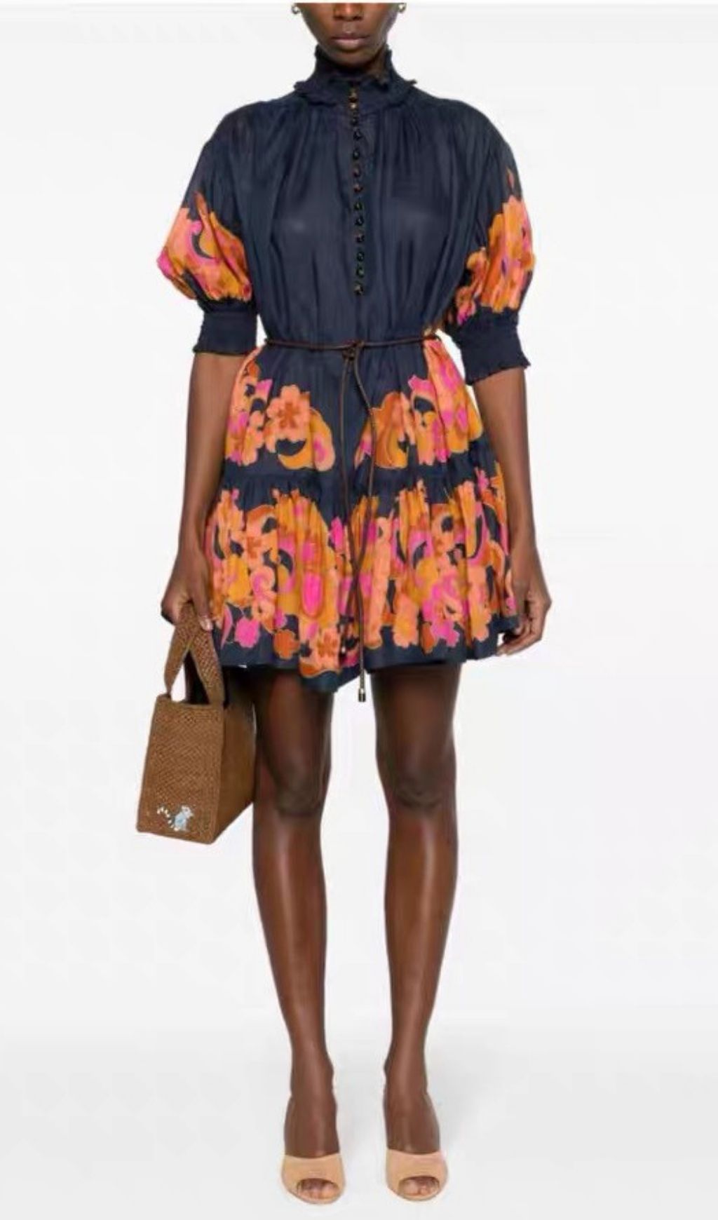 Kamdyn Vibrant Floral Print Mini Dress | Flirty Ruffle & Puff Sleeve