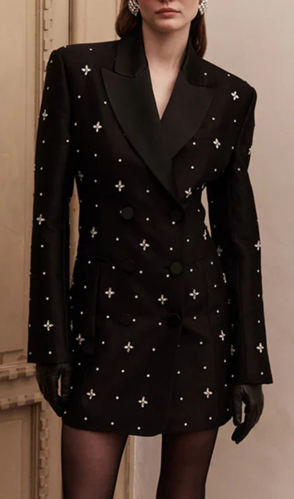 Dangela Black Crystal Embellished Blazer