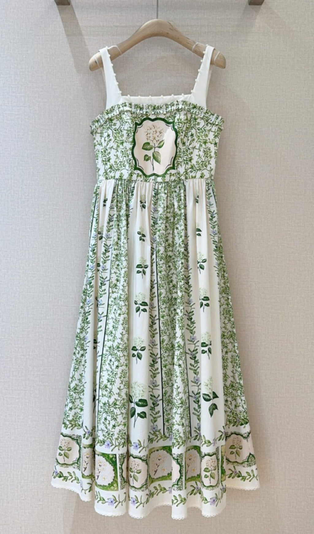 Eleazar Green Flower Printed Midi Dress