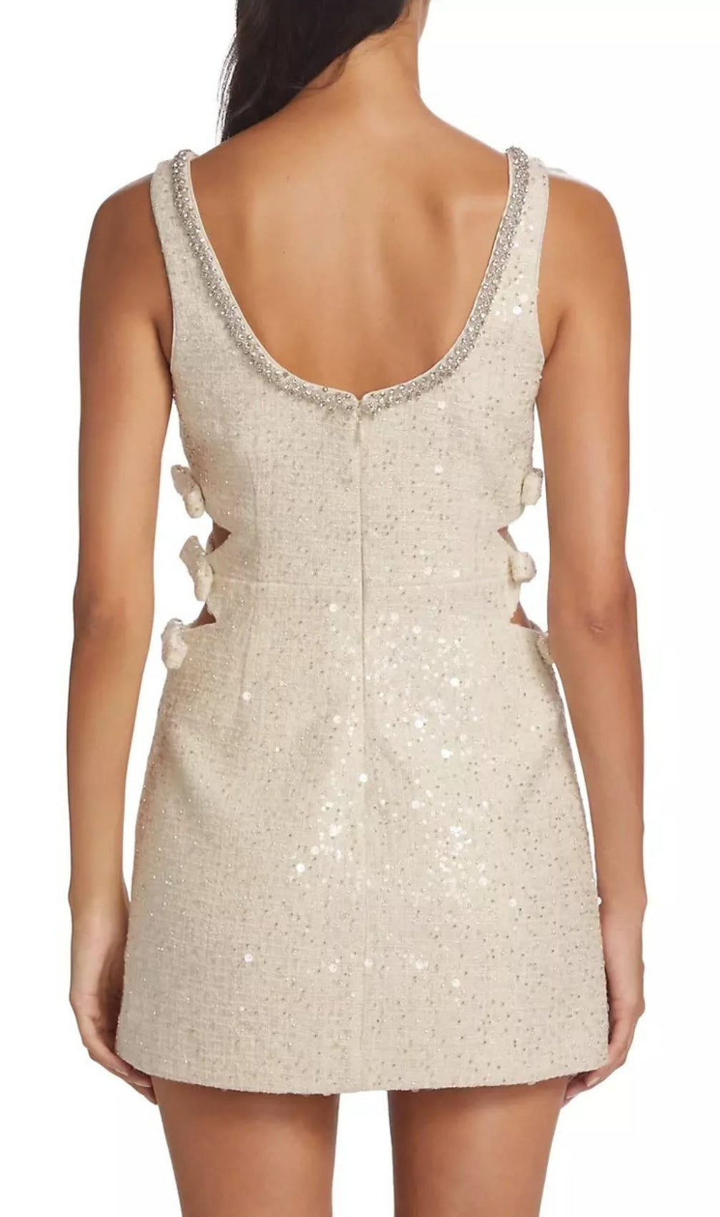 Ayaan Ivory Boucle Cutout Mini Dress