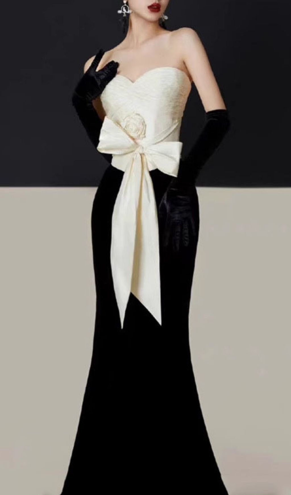 Florent Strapless Flower Bow Maxi Dress