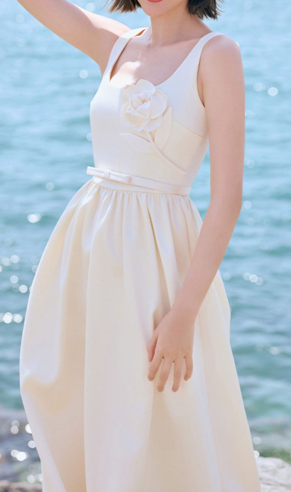 Hetty Strappy Flower Embellished Midi Dress