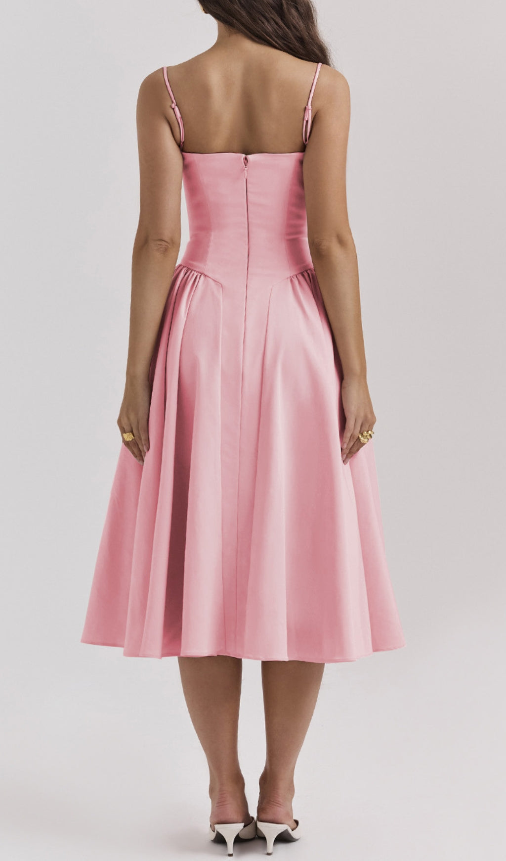 Dextra Pink Strappy Midi Dress