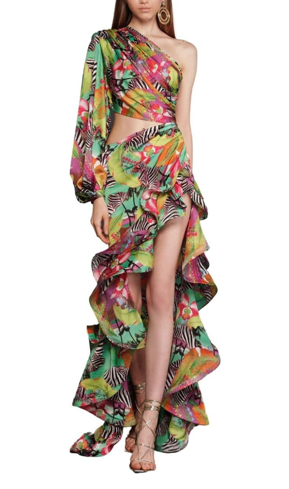 Asfrid One Shoulder Printed Maxi Dress