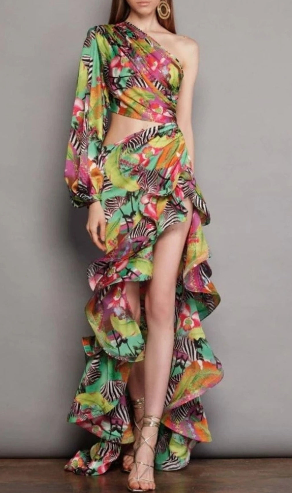 Asfrid One Shoulder Printed Maxi Dress