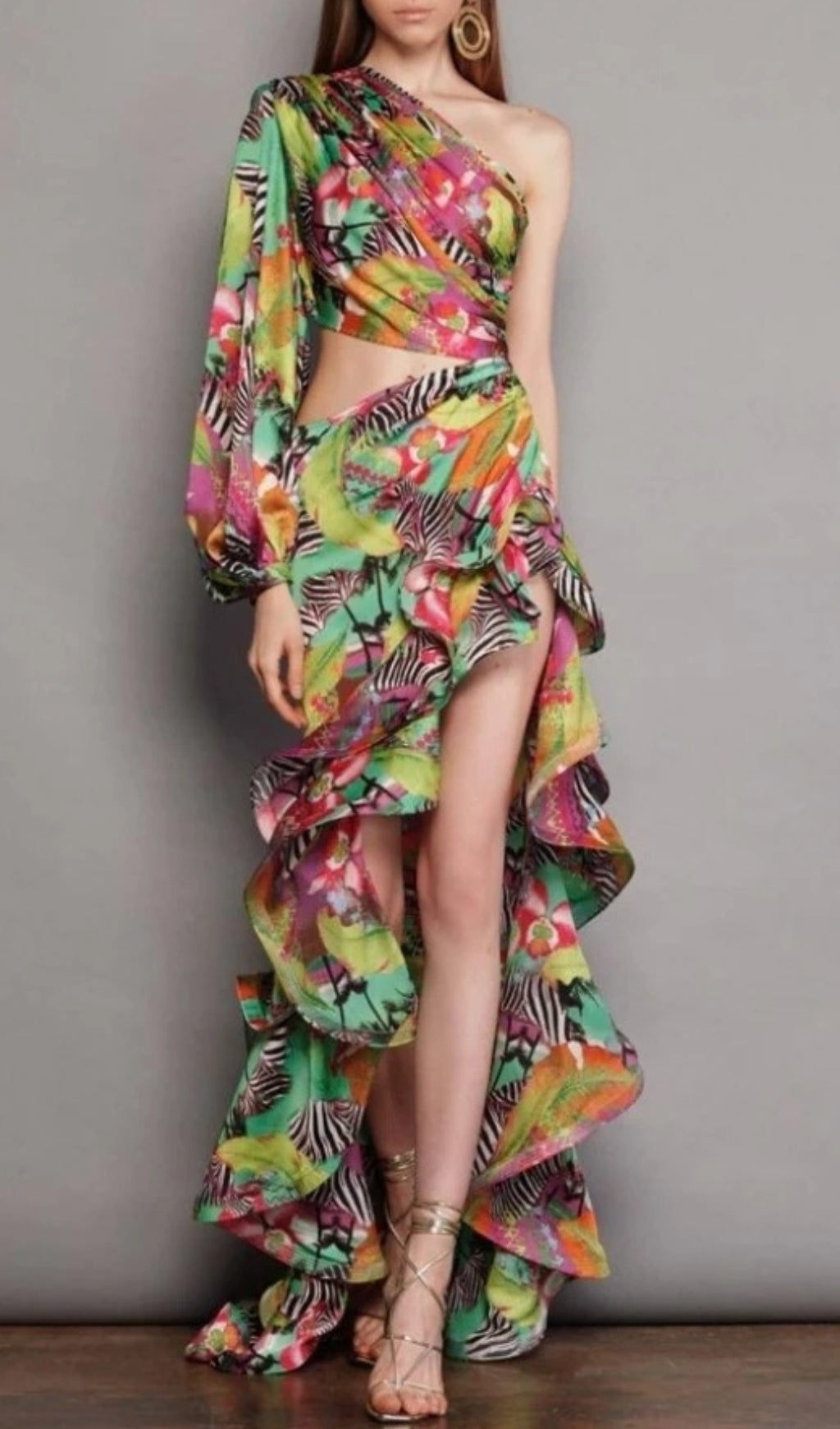 Asfrid One Shoulder Printed Maxi Dress