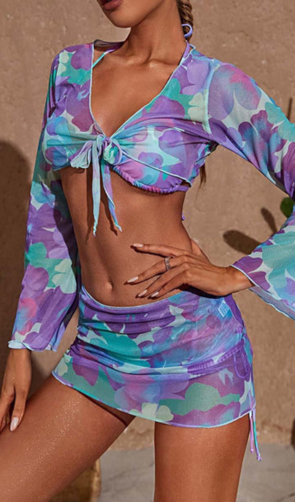 Albane Printed Bikini Four-Piece Set