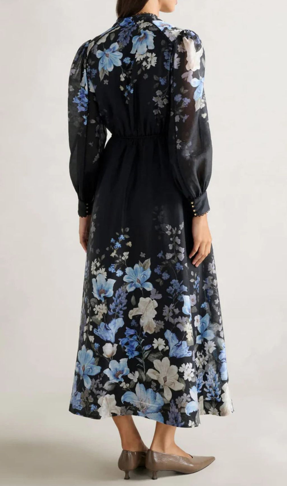 Gayatri Flower Printed Long Sleeve Midi Dress