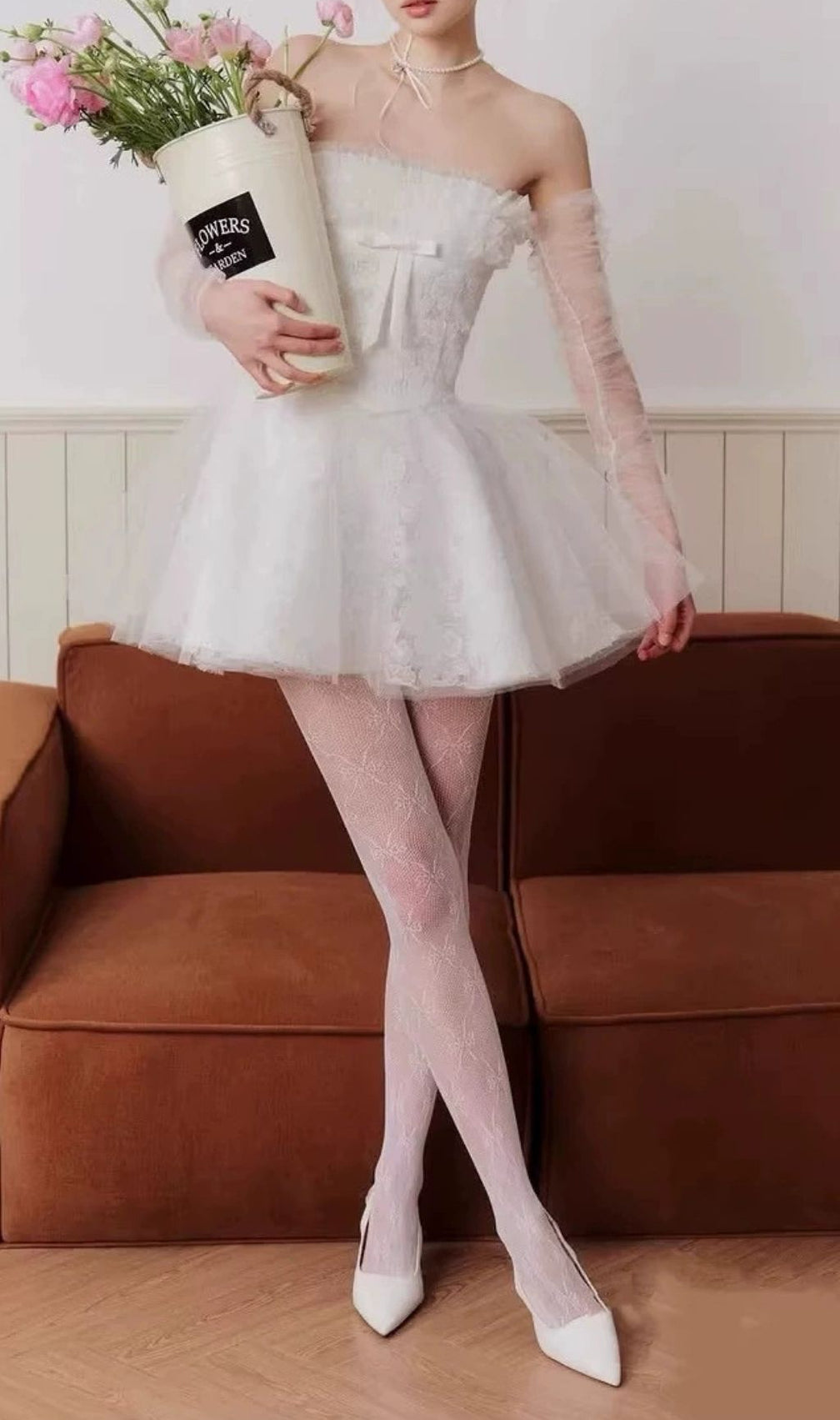 Karah White Off-Shoulder Lace Mini Dress | Dreamy Bridal & Chic Party Ready