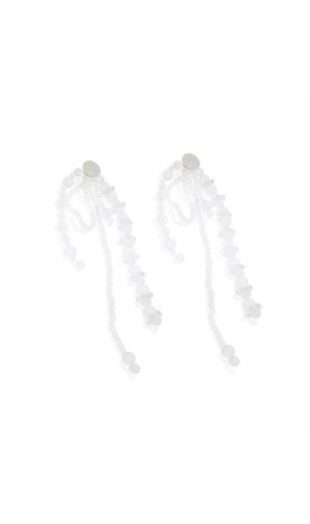 Amira White Pearl Acrylic Tassel Earrings
