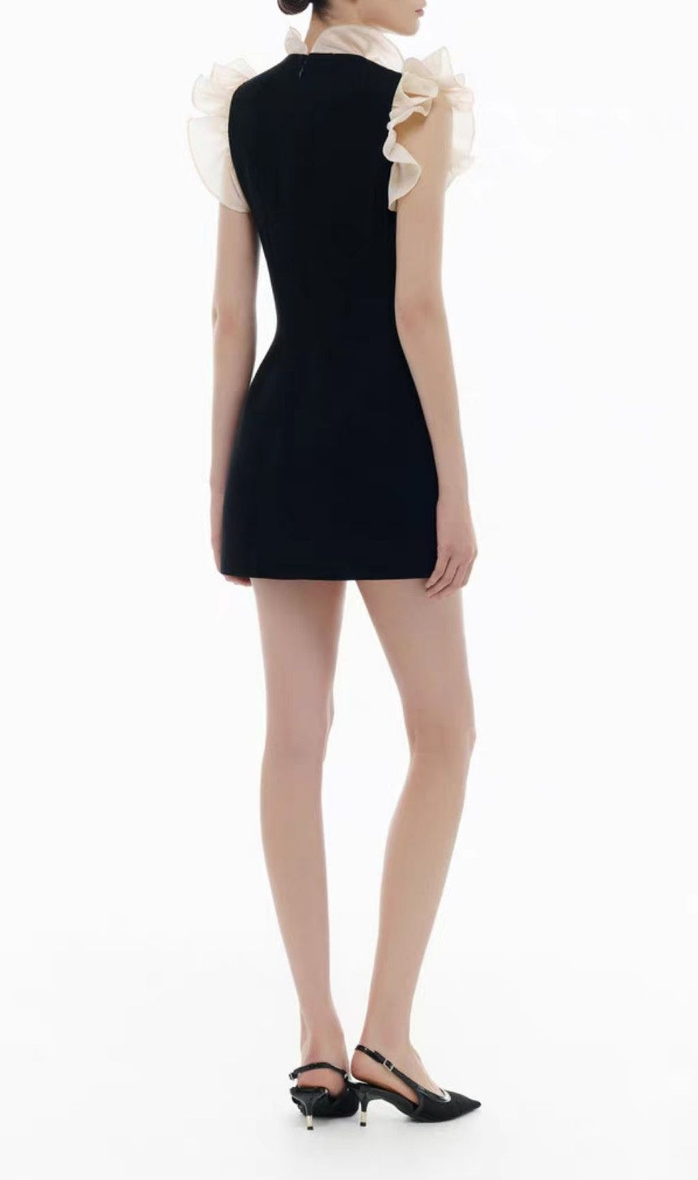Kira Black V-neck Ruffle Mini Dress