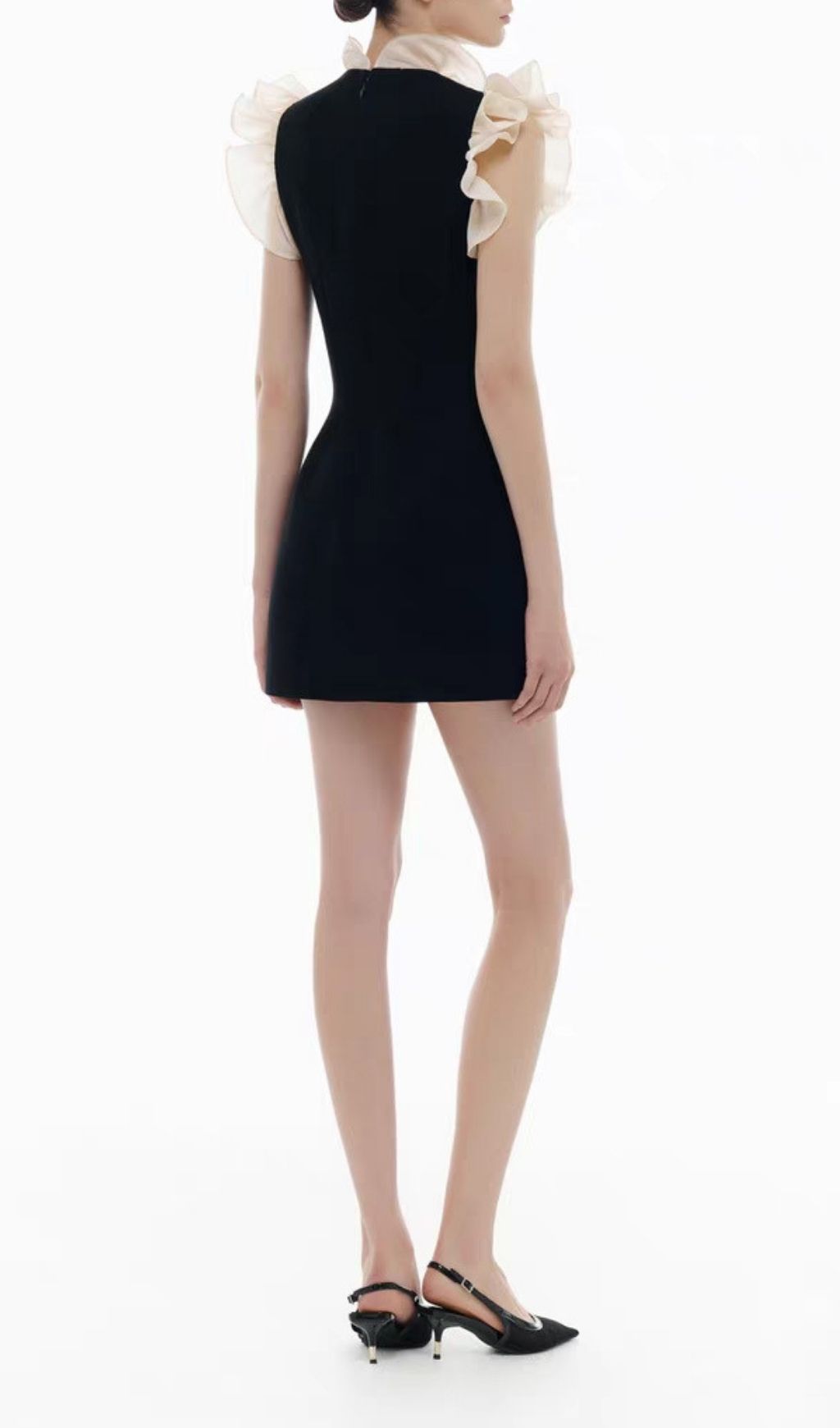 Kira Black V-neck Ruffle Mini Dress