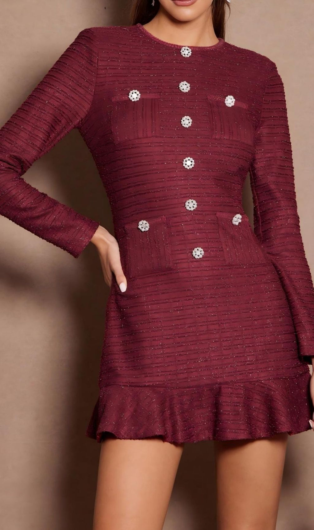 Lani Red Long Sleeve Mini Dress