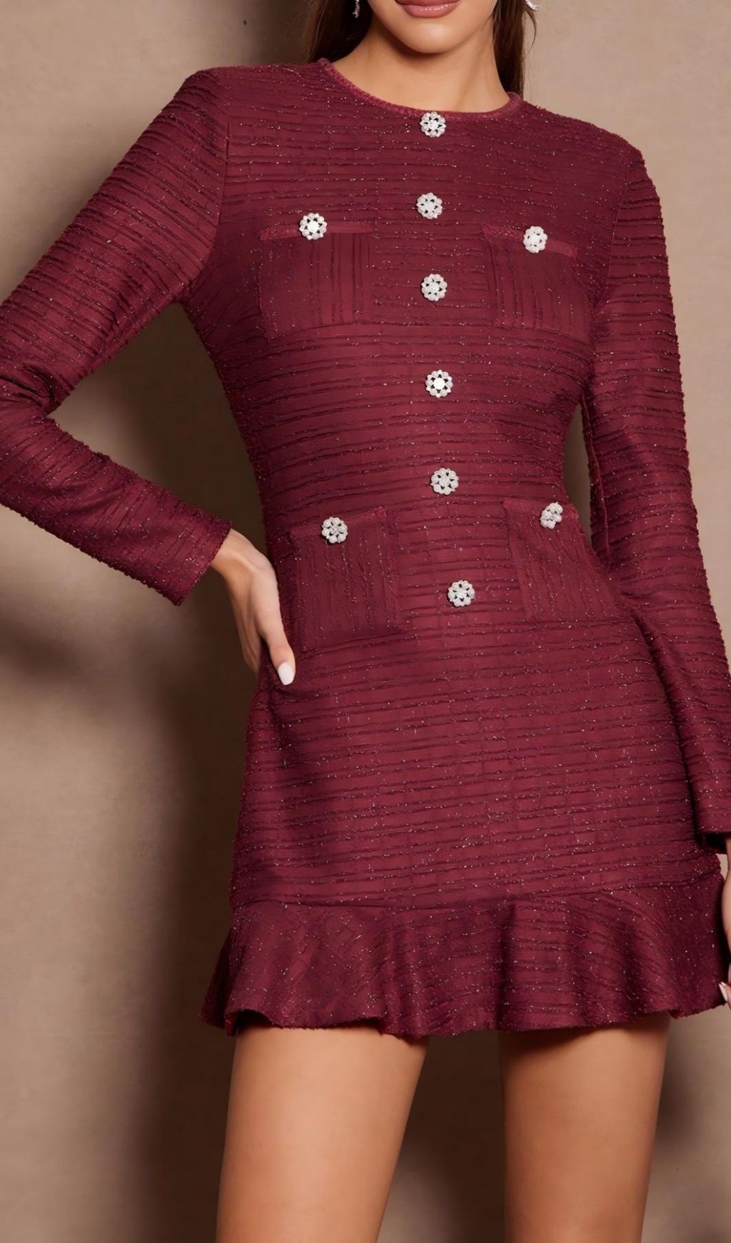 Lani Red Long Sleeve Mini Dress