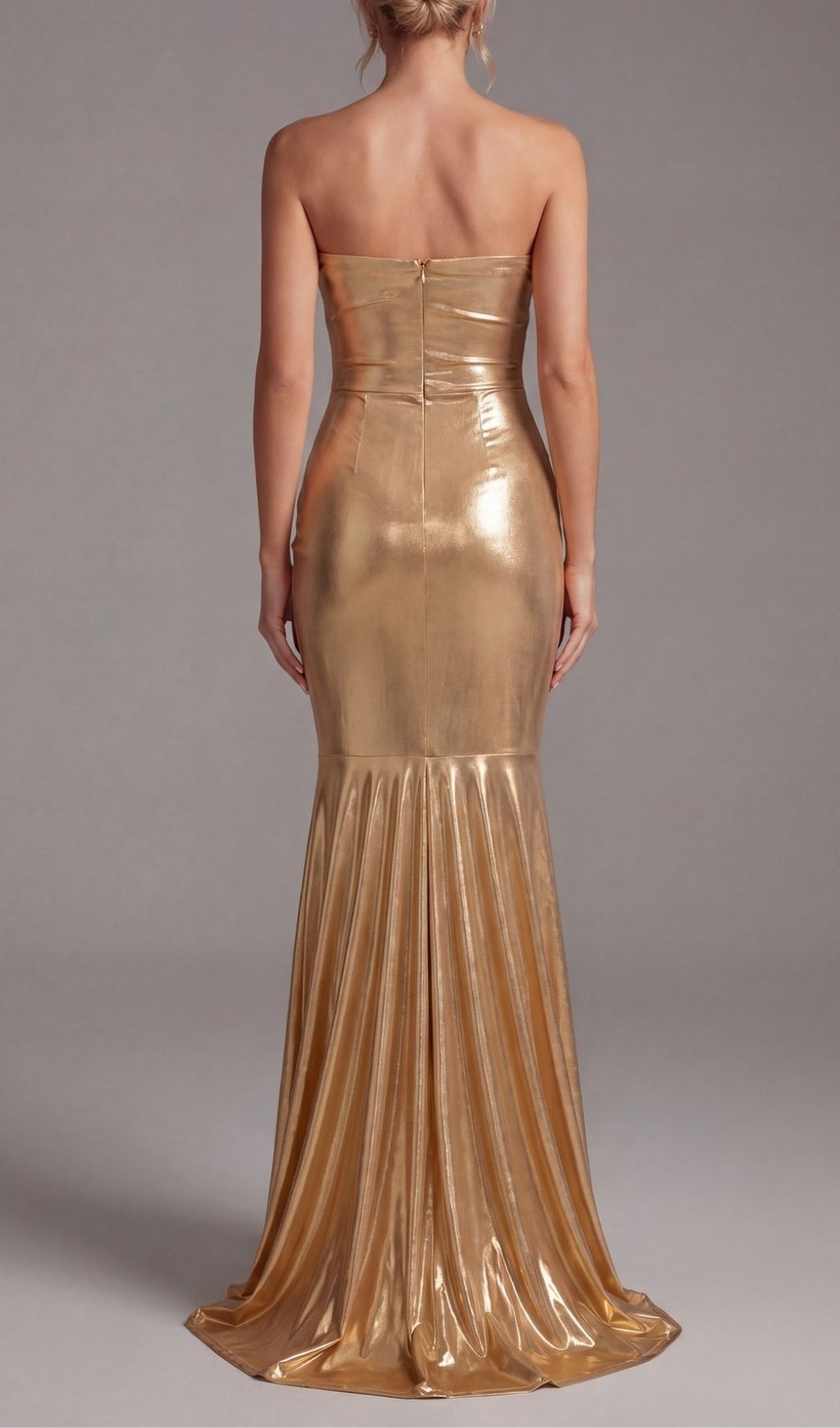 Khadijah Gold Strapless Ruched Maxi Dress - Your Red Carpet Moment Awaits