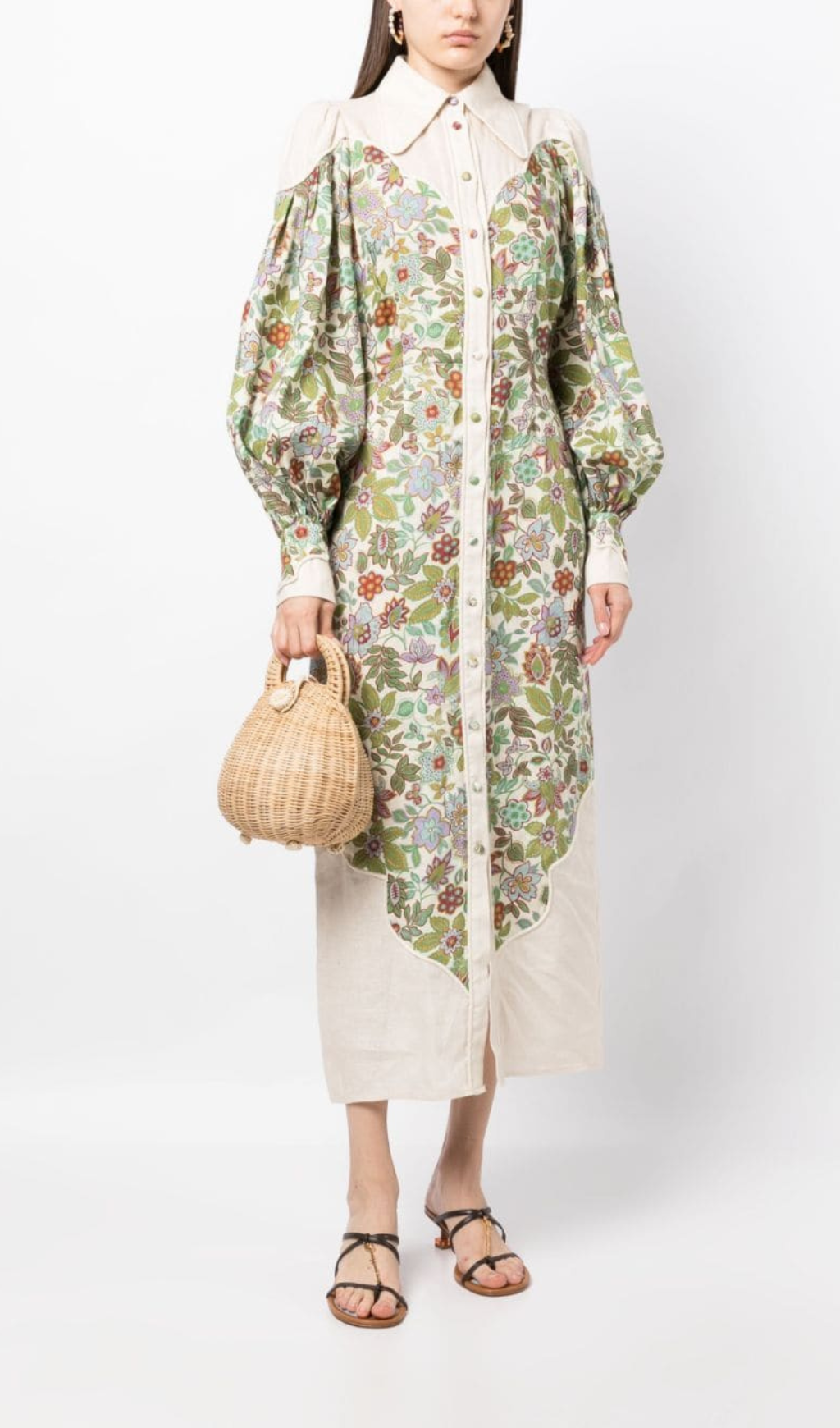 Alyson Floral Puff Sleeve Midi Dress