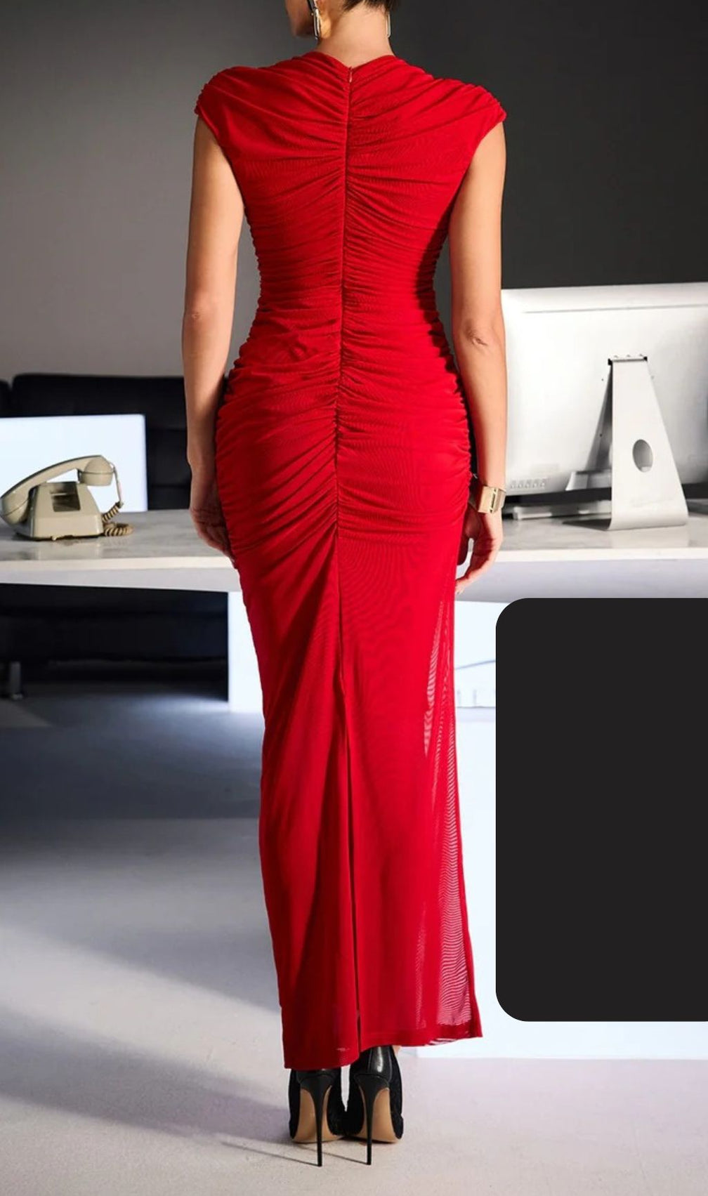 Drosyne Red Keyhole Cutout Ruched Maxi Dress | Elegant Evening Gown