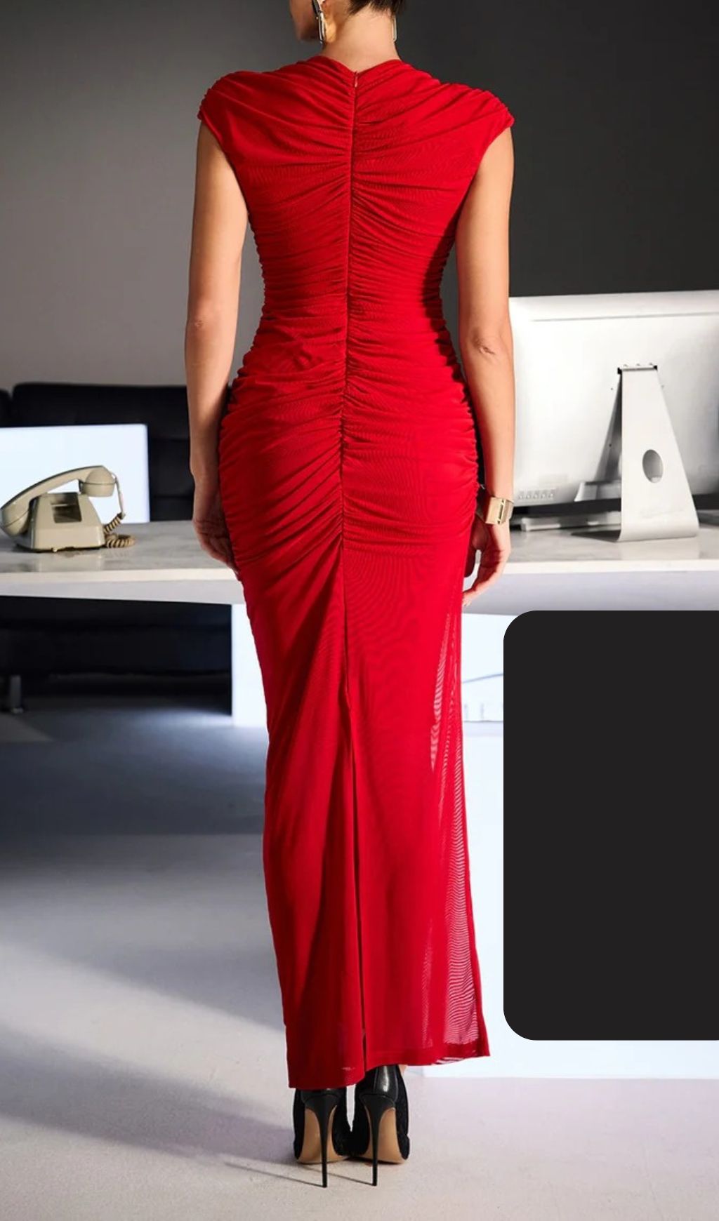Drosyne Red Keyhole Cutout Ruched Maxi Dress | Elegant Evening Gown