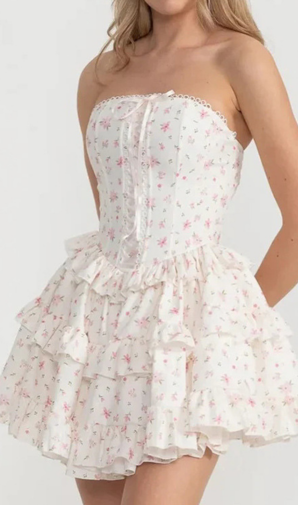 Hammond Pink Strapless Floral Mini Dress