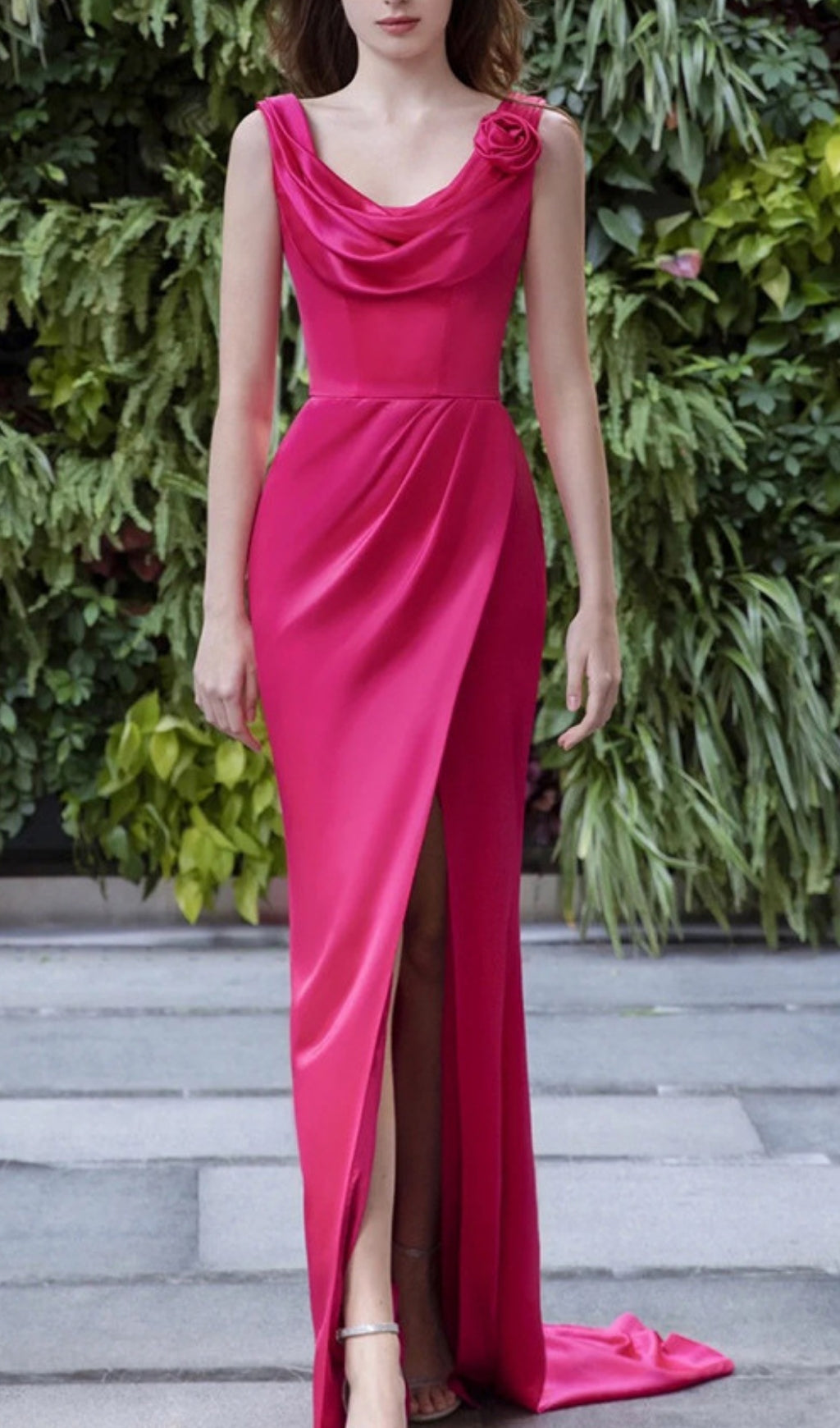 Fukuko Pink Sleeveless Flower Maxi Dress