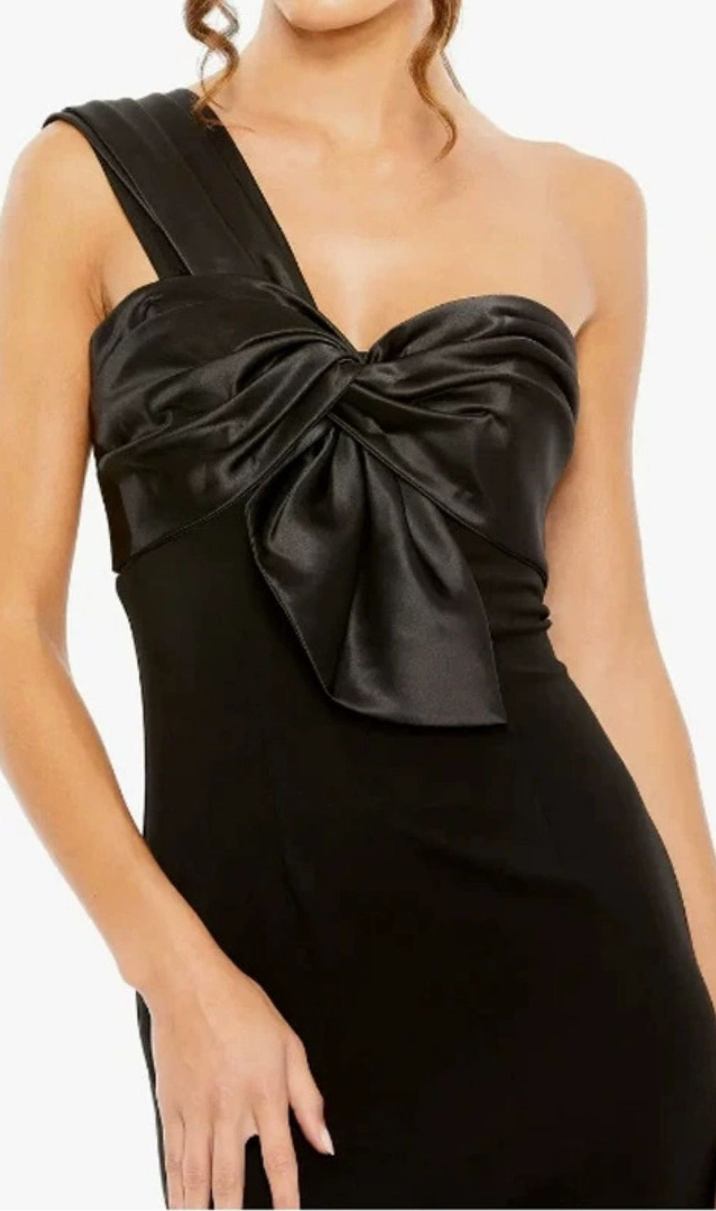 Kfira Elegant Black Bow One-Shoulder Maxi Dress - Formal Evening Gown