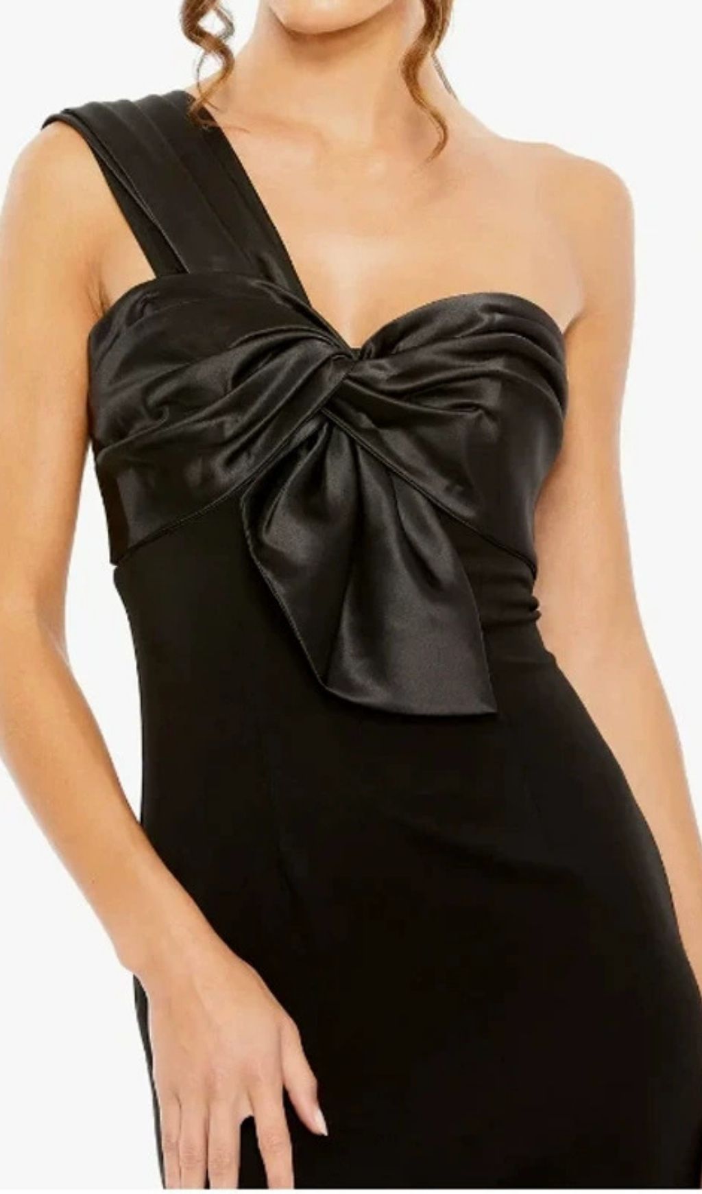 Kfira Elegant Black Bow One-Shoulder Maxi Dress - Formal Evening Gown