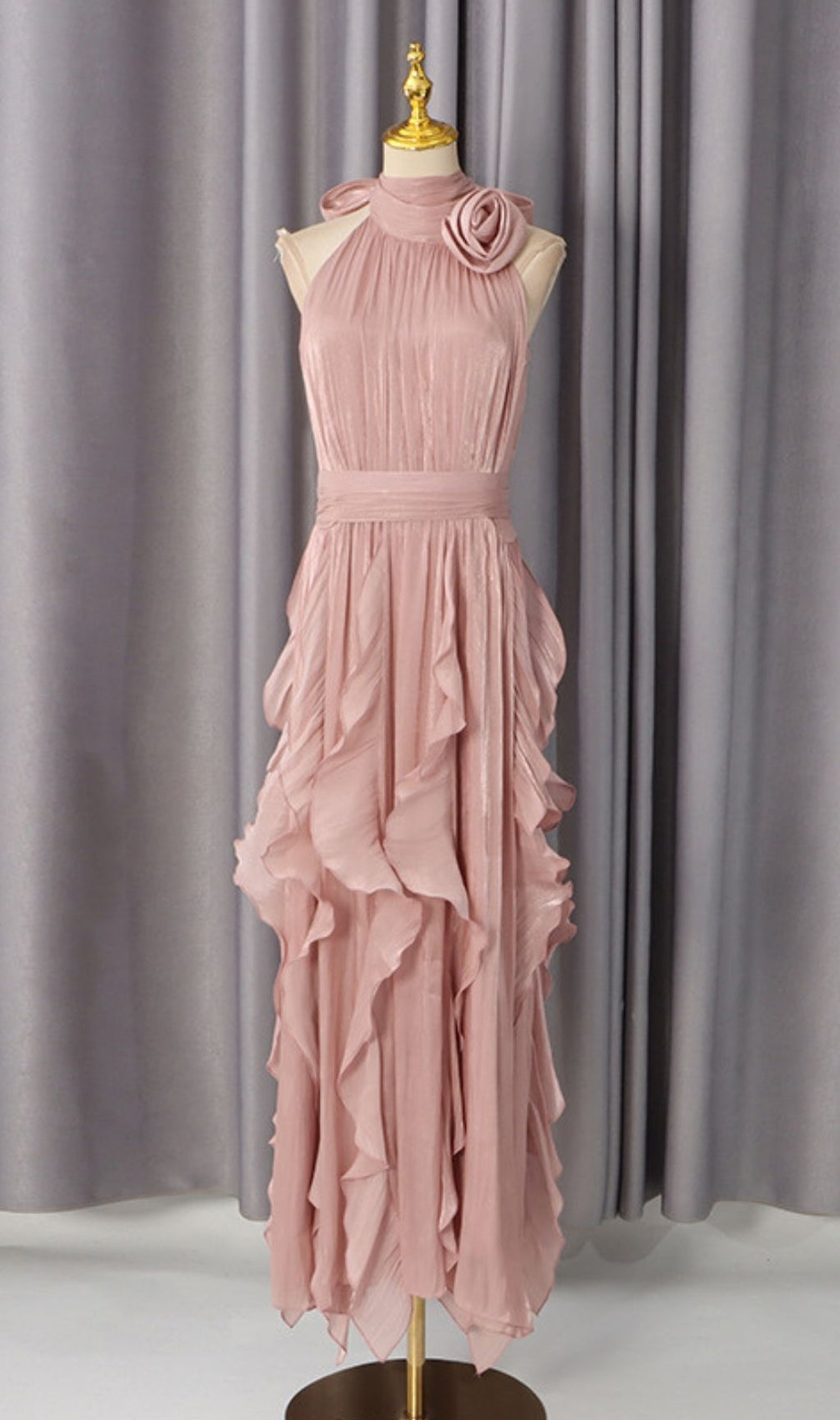 Kourtney Flower Ruffle Maxi Dress