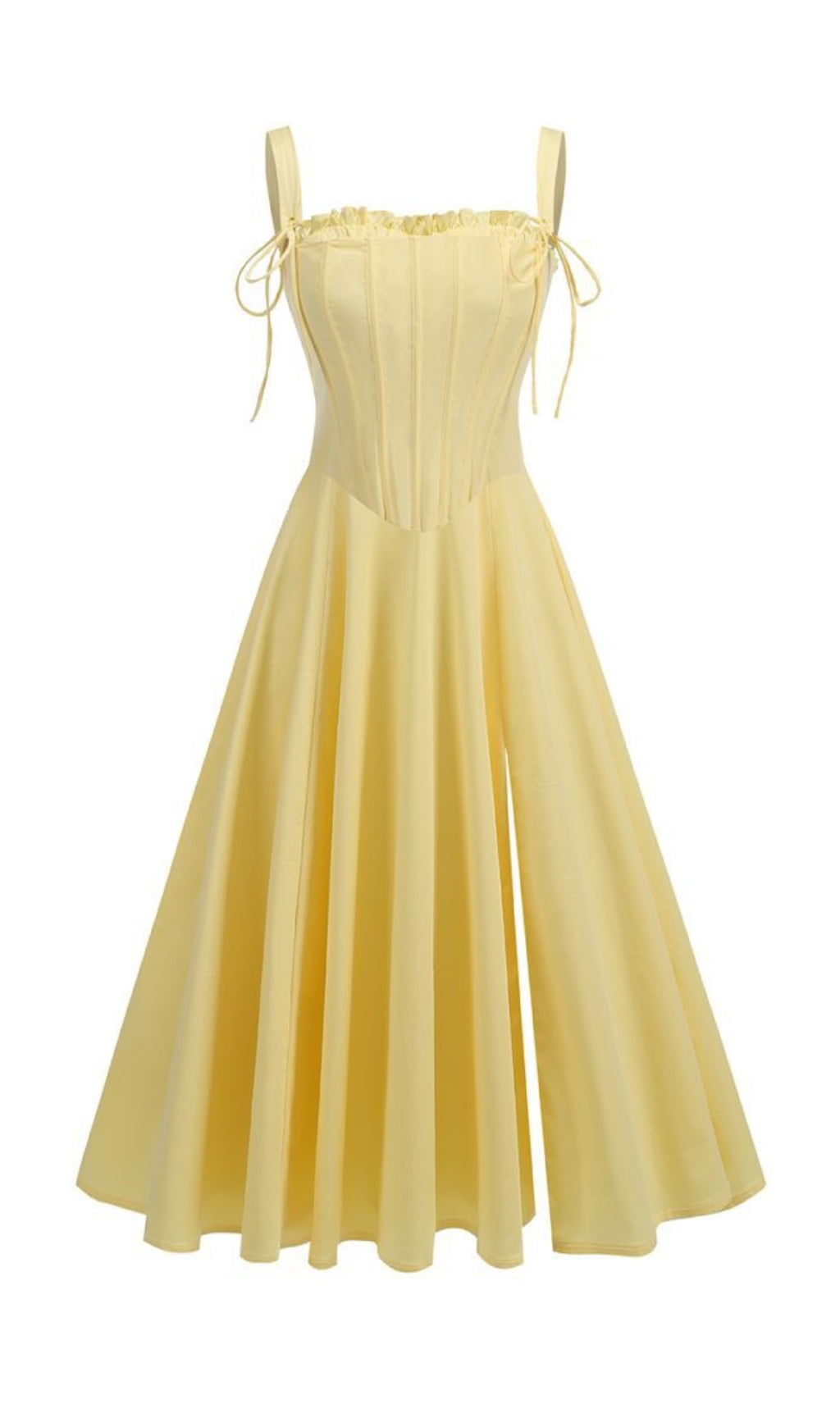 Avariella Yellow Corset Midi Dress Set