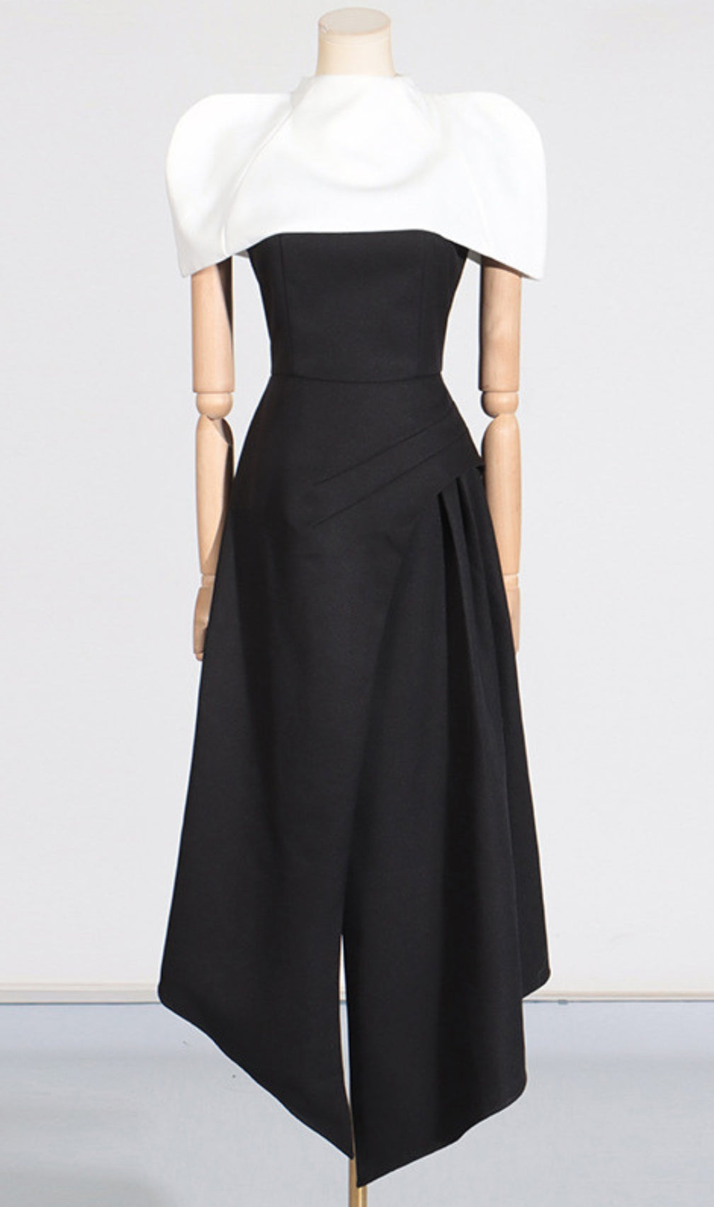 Carlen Black Maxi Dress With White Shawl