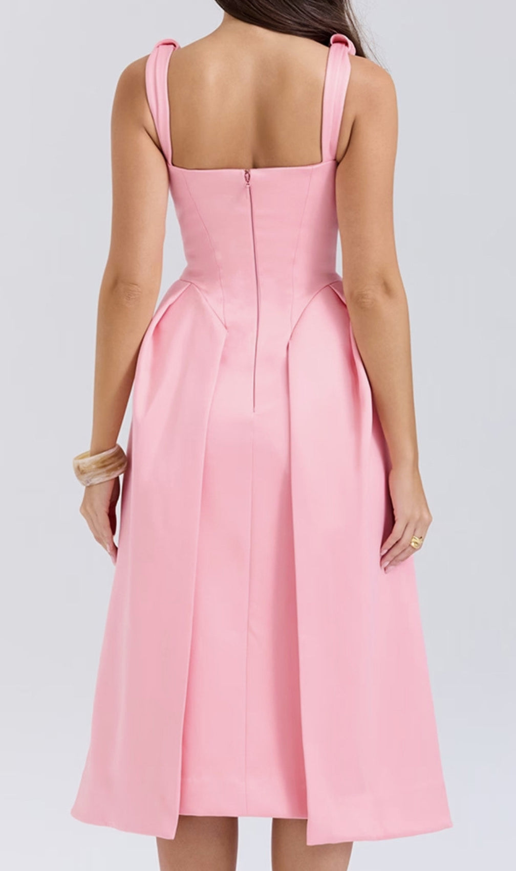 Dilanne Pink V-Neck Midi Dress
