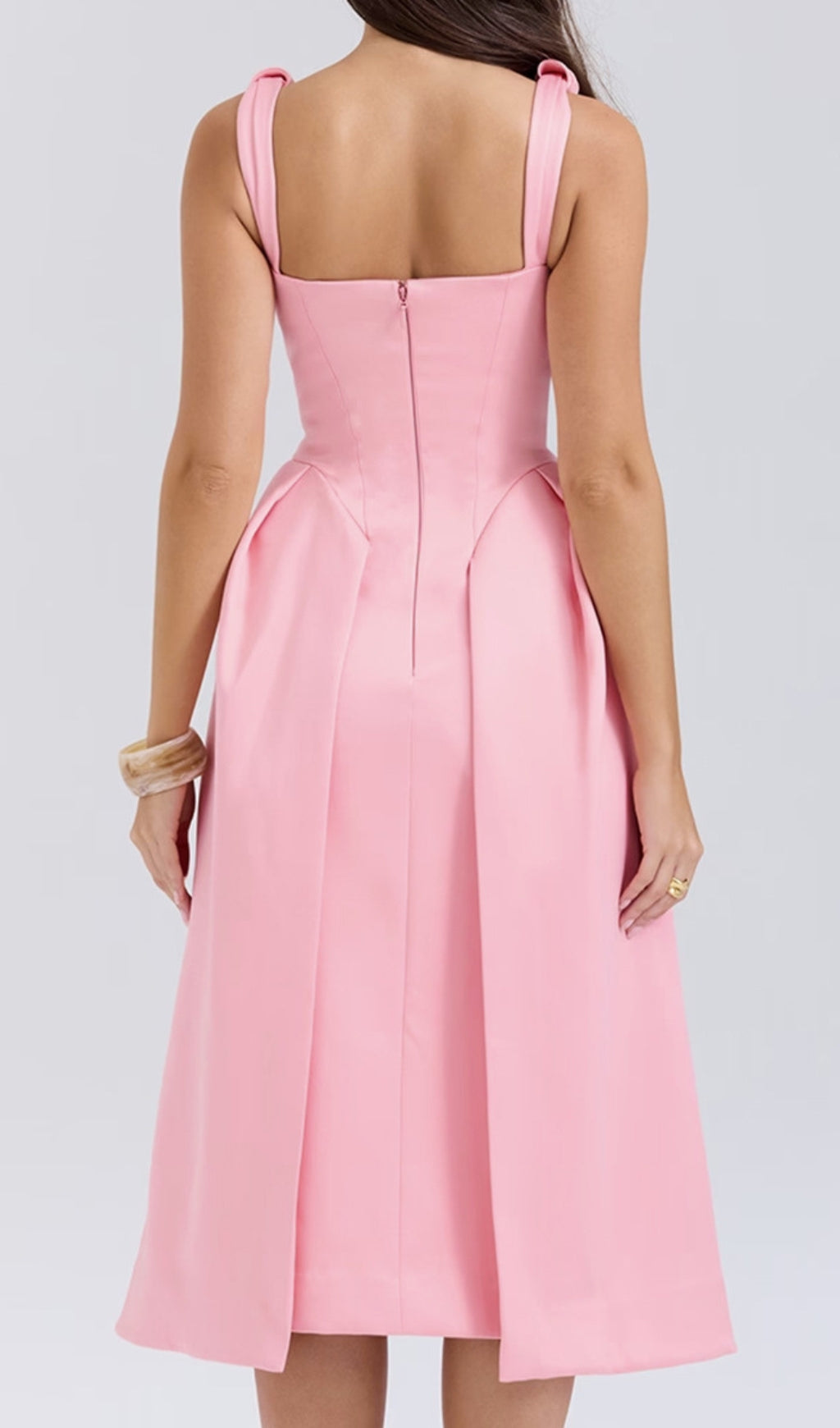 Dilanne Pink V-Neck Midi Dress