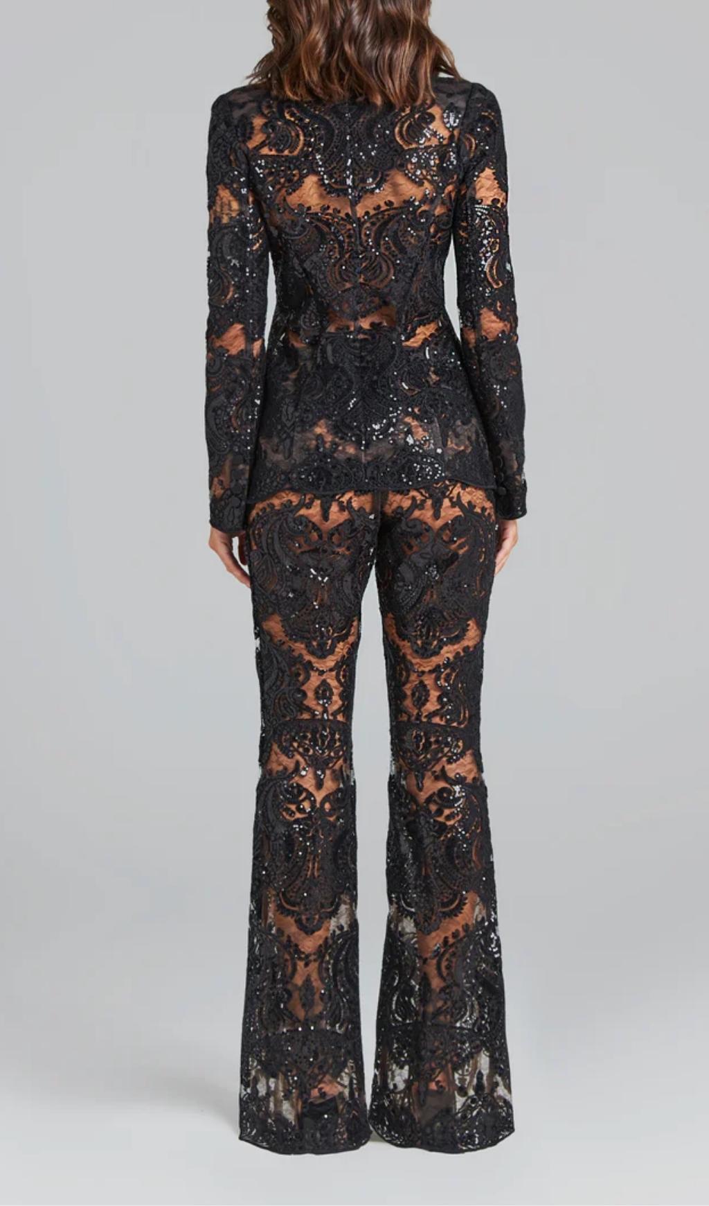 Black Lace Blazer And Pants