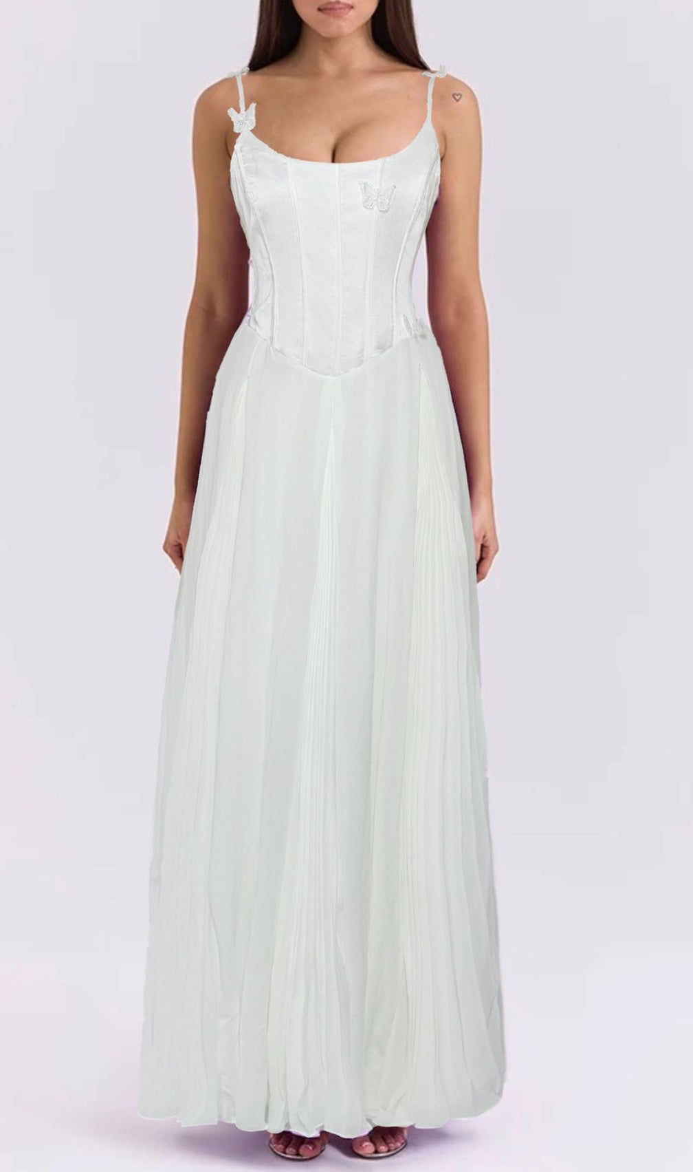 Glain Strappy Corset Mesh Maxi Dress