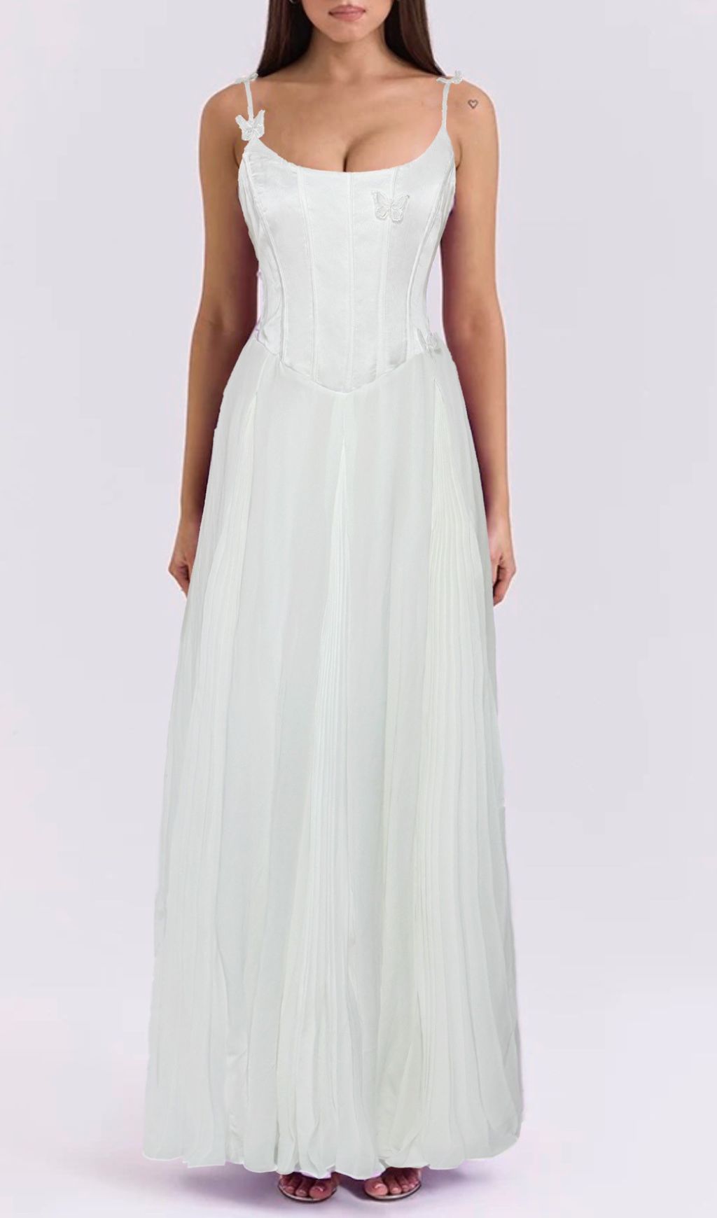 Glain Strappy Corset Mesh Maxi Dress